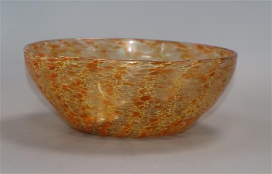 A Vasart orange glass bowl, signed diameter 21.5cm